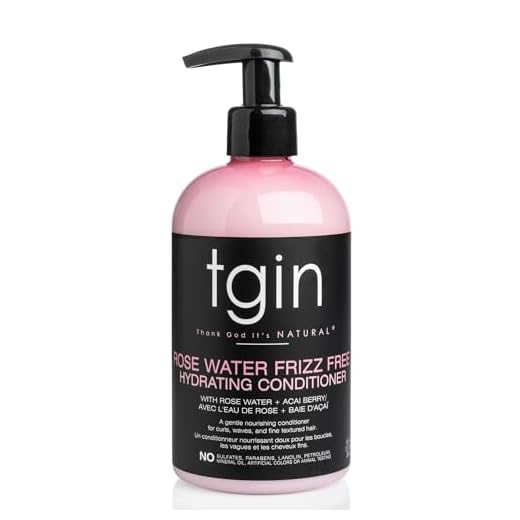 tgin Rose Water Frizz-Free Hydrating Conditioner for Curls - Waves - Great for low porosity hair - Fine hair 13oz