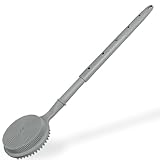 Back Scrubber for Shower, (16-24 Inch) Extendable Bath Brush Long Handle for Shower, Silicone Body Scrubber with Handle, Back Brush for Shower Men and Women,Easy to Clean​ (Gray)