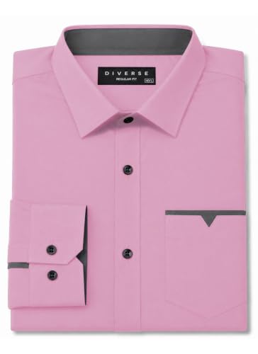Image of Diverse Men's Cotton Blend Shirt with Pocket Design Spread Collar Full Sleeves Regular Fit and Standard Length | Comfortable Cotton Casual Shirt for Man