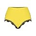 Womens Lace Trim Shorts High Waisted Comfy Soft Stretch Cheeky Panties Underwear Briefs Sleep Lounge Pants Bottoms Yellow