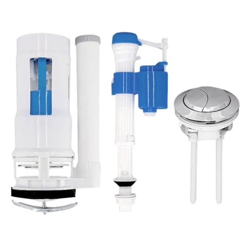 Kit de remplissage pour WC, kit de réparation pour réservoir de chasse d'eau, vanne de vidange, ensemble de boutons pour chasse d'eau - Kit de rénovation...