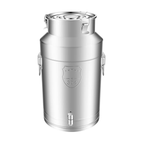 ARPITUYN Milk Can with Faucet, 35L Stainless Steel Milk Bucket Wine Pail Bucket with 2 Handles and Sealed Lid, Milk Can Tote Jug, Heavy Duty for Milk and Wine Liquid Storage
