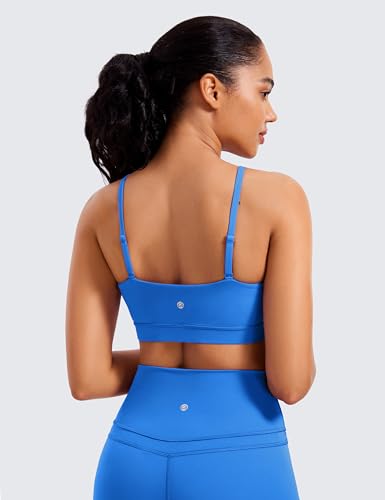 Image of CRZ YOGA Butterluxe Thin Strap Sports Bra | Light Support, Removable Pads, Yoga, Extremely Soft, Square Neck, Adjustable Back, for Women