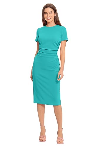 Image of Maggy London Women's Dresses Ruched Waist Crepe Sheath Dress Workwear Office Occasion Event Guest of