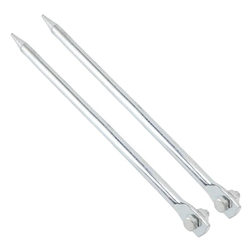 2Pcs Ground Rod Connection Grounding Pile Copper Plated Iron Threaded Pin for Engineering Outdoor Home Dishes, 3 Point Accessories