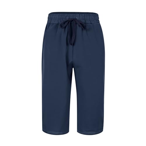 Pantalon Baggy Homme Multipoches Zippé en Lin Blanc à Taille Elastique
