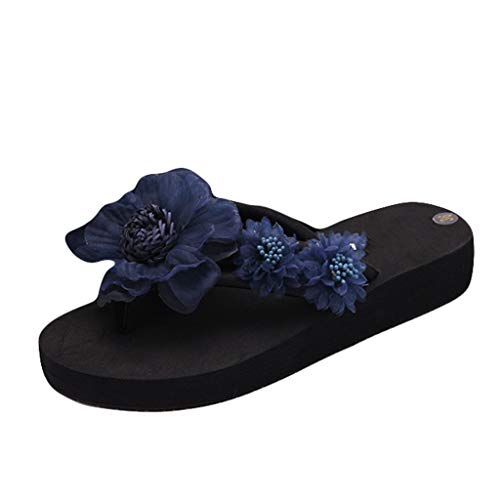 Chanclas para mujer con tacón, chanclas planas para mujer, sandalias planas con flores, chanclas antideslizantes para casa, plataforma, sandalias de verano, sandalias de cuña, zapatos de playa,