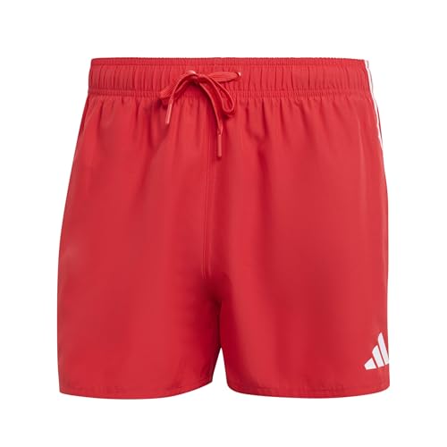 adidas Men's 3 Stripes Swim Shorts 3 INCH, Pure Ruby/White, M