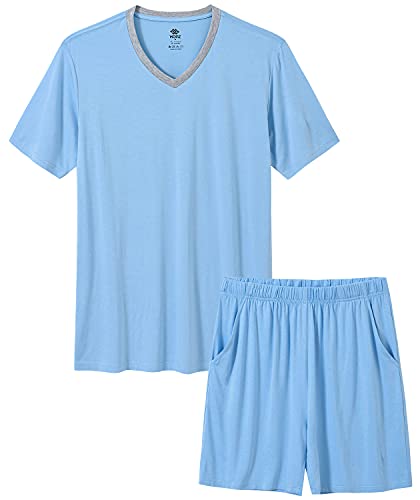 Image of MoFiz Mens Pajamas Set Short Sleeve PJ's Sleep Lounge Sleepwear Cool Pyjama Summer Sets Comfortable Lightweight