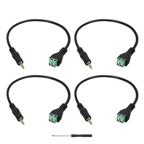 Cable de audio mono Jack 3.5mm a terminal AV 2 pines, pack de 4 miniatura 1