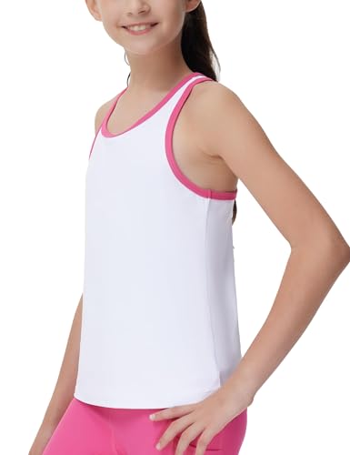 Image of THE GYM PEOPLE Girl's Athletic Tank Tops Racerback Running Workout Shirts | Soft, High stretch, Racerback, Relaxed fit, Easy to match, For running, dancing and daily wear