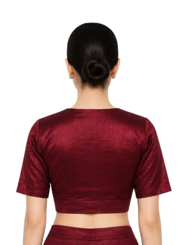 Image of Thevasa Women's Everyday Divine Depth V Neck Half Sleeves Blouse