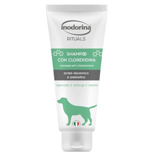 INODORINA Champú para Perros de Clorhexidina Higienizante (250 ml). Champú Natural para Cachorros de Glicerina Protector de Pelaje y para Activar Brillo