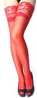 Xfome Style Women's Lace Top Sheer Thigh High Silk Stockings
