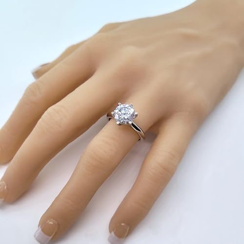 NANA Jewels Matrix Simulated Diamond Engagement Ring Solitaire 1 to 4 carat in Sterling Silver4