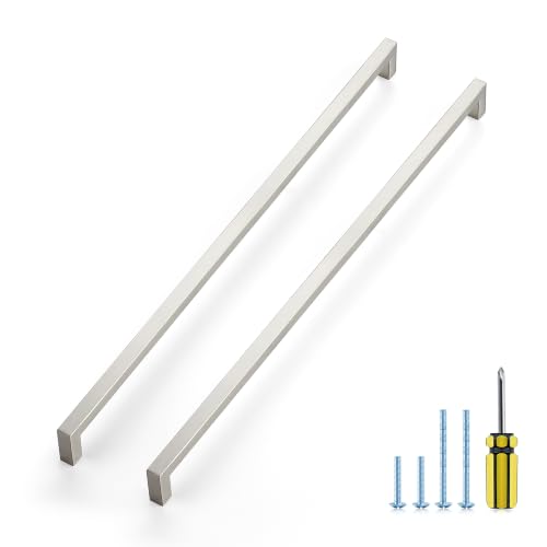 Image of Ravinte 30 Pack Kitchen Brushed Nickel Cabinet Handles 18 Inch Hole Center Stainless Steel Square Cabinet Pulls for Dresser Drawer Cupboard Handles with Screwdriver