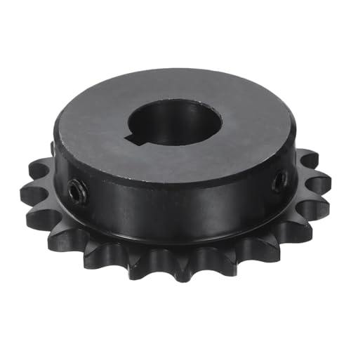 Image of uxcell #40 Chain Roller Sprocket B Type, 1 inch Bore 20 Tooth Single Strand Chain Sprocket, Carbon Steel, Keyway with Set Screws