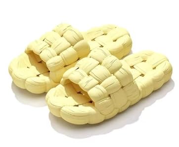 スリッパ 室内サンダル 3cm超厚底 排水穴あり 通気性サンダル ルームシューズ レディース メンズ バルコニー トイレ シャワー 家庭用 超軽量 静音滑り止め 柔らかい 抗菌防臭 EVA (黄, 大人, 23.5 cm, 数値, 日本の靴のサイズ寸法)