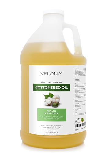 Cotton Seed Oil by Velona - 64 Fl Oz | 100% Pure and Natural Carrier Oil | Refined Cold pressed | Cooking Skin Face Body Hair Care | Use Today - Enjoy Results