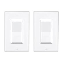 ThunderWay 4-Way Decorator Wall Light Switch with Wallplates, 15A 120/277V UL Listed - On/Off Paddle Rocker, Self-Grounding - Residential and Commercial Grade White, 2 Pack