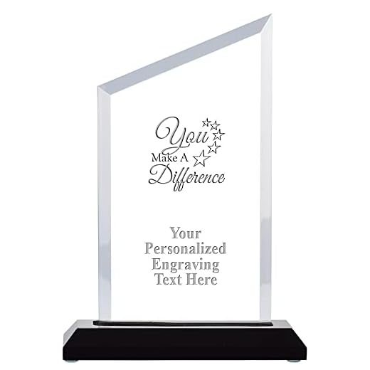 You Make A Difference Award, 6" Recognition Acrylic Trophy Award Includes Free Custom Engraving