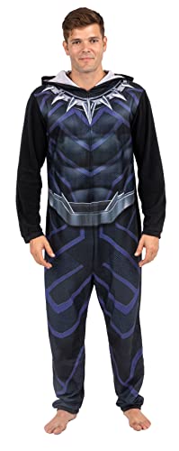 Marvel Men's Black Panther Hooded One Piece Pajama2