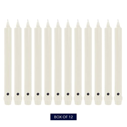 Image of Colonial Candle Unscented Taper Candle, Classic Collection, White, 8 In, Pack of 12 - Up to 6 Hours Burn