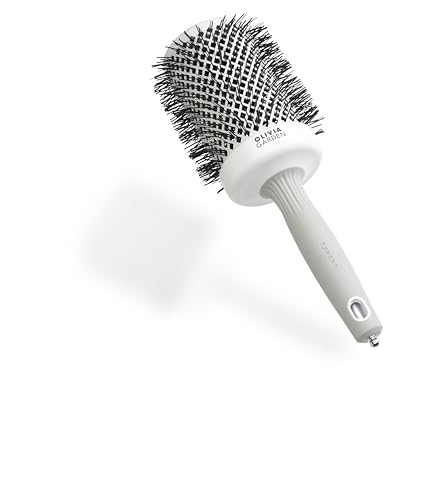 Olivia Garden Expert Blowout Shine – Biały & Szary - 65 - Okrągła szczotka ceramiczna antystatyczna do błyszczącego stylizacji bez puszenia