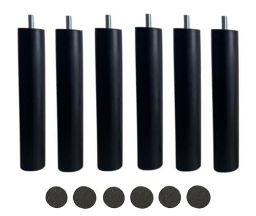 MOBILIARIOCLICHI- Patas para somier y Bases tapizadas, en Diferentes Medidas y Colores (Negro, 6 Unidades 20 cm)