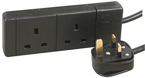 PRO ELEC Extension Lead 2 Socket, 15 Metres in black