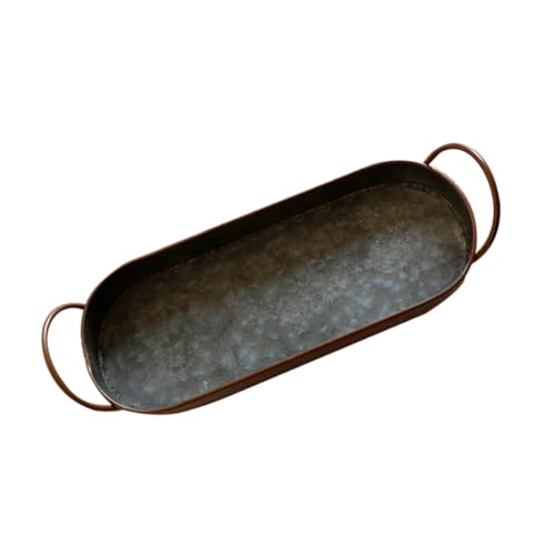 Hemobllo Bandeja Oval de Hierro Forjado para Hogar y Organización Bandeja Vintage para Guardar Artículos Pequeños y Servir Diseño Nórdico Resistente y Funcional para Decorar y Ordenar