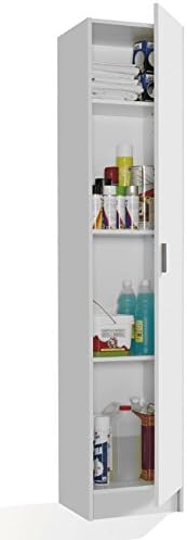Vita - 1 Door 4 Shelf Kitchen Utility Room Modular Cleaning Cabinet (H: 180cm x W: 37cm x D:37cm) (White)