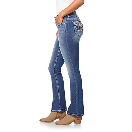 Image of WallFlower Bling Back Pocket Bootcut Jeans for Women, Luscious Curvy Fit, Embellished Mid-Rise Insta Stretch Denim