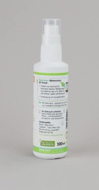 Anibio Pfotenschutz Spray 100ml | für Hunde | schnell einziehend | Schutz der Ballen vor Streusalz, Splitt, Kälte, EIS und Schnee | natürliches Pfoten Schutzspray