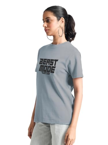 Image of LEOTUDE Women's Boyfriend-Loose Fit Round Neck Half Sleeve Cottonblend Combo Women Tshirt Pack of 2 (Color Black)