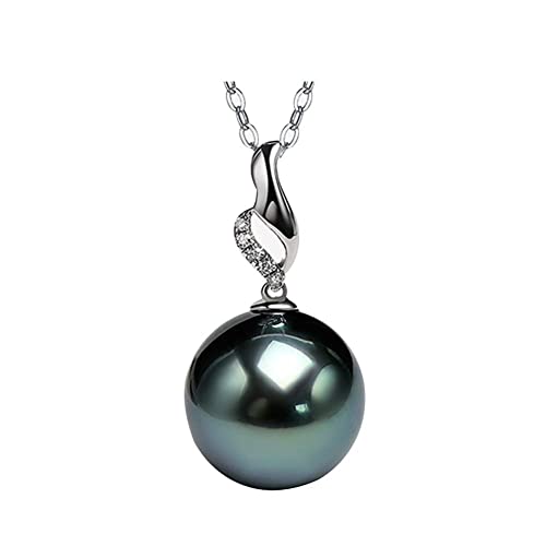 Collier de Perles d'horloge 9-10MM, Pendentif en Perles Noires/de Tahiti avec chaîne 18K, Bijoux Fins pour Femmes