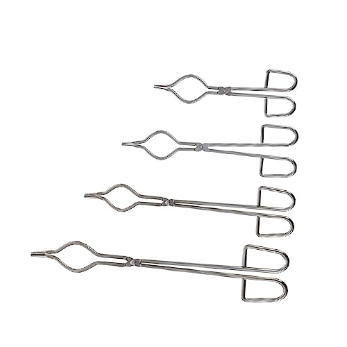 SOLUSTRE Laboratory Tool Set 4pcs Beaker Crucible Tong Stainless Steel Clamp Holder for Flask Tube and More