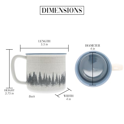 Taza de cerámica 17 oz Lodge con diseño bosque y luna miniatura 5
