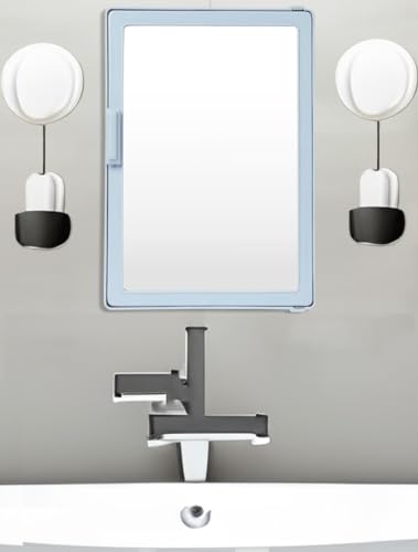 Image of PGen Plastic Small Size Mini Rectangular Shape Wall Mounted Mirror Storage Cabinet Organiser Shelf For Bathroom Kitchen Washbasin Dressing Room (Grey)