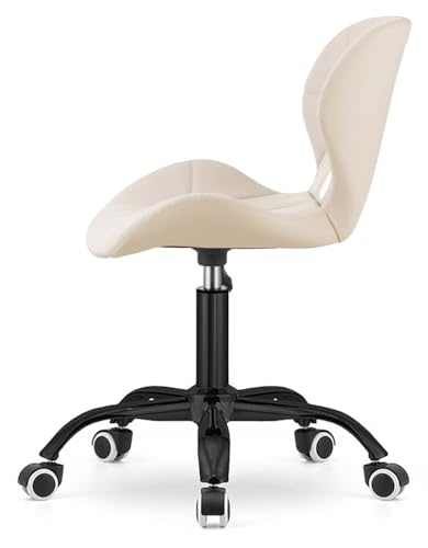 Image of Amazon Brand - Umi Height-Adjustable Faux Leather Office Study Desk Chair for Salon, Spa, in Cream Color