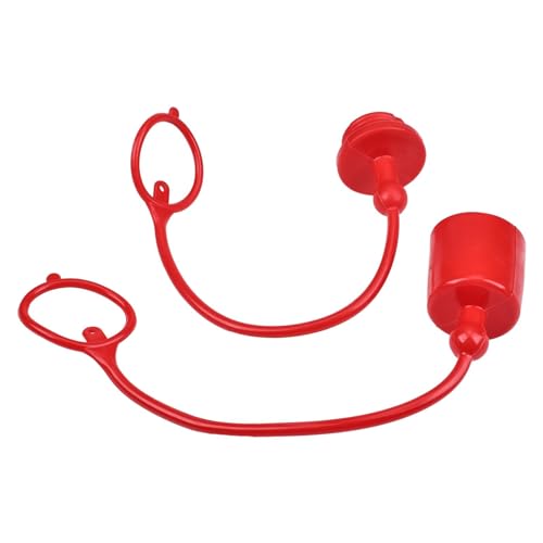 Image of 3 /4'' ISO-A 5675 7241 AG Hydraulic Coupler Male Female Dust Cap and Plug Cover Kit Compatible with Hydraulic Quick Connect Coupling Red Cap Retention Ring Attached to Hose