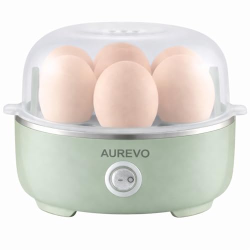 Image of Automatic Electric Egg Boiler | 350 Watt | Boils Upto 7 Eggs | 3 Boiling Modes | Overheat Protection | Stainless Steel Heating Plate, Measuring Cup | 75ml | 1 YEAR WARRANTY (IVORY GREEN)