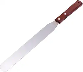 Espátula de Confeiteiro para Bolo com Cabo de Madeira 36 cm Lâmina Angular em Aço Inoxidável Premium