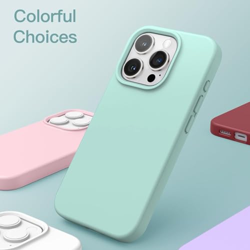 Image of DIZORO Silicone Back Case for iPhone 14 Pro, Soft-Touch Phone Microfiber Silicone Back Cover for iPhone 14 Pro - Mint