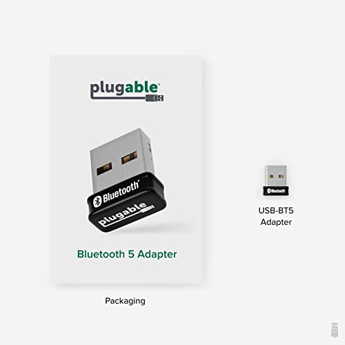 Plugable Usb Bluetooth Adapter For Pc, Bluetooth 5.0 Dongle Compatible With Windows, Add 7 Devices: Headphones, Speakers, Keyboard, Mouse, Printer And More #TOP5