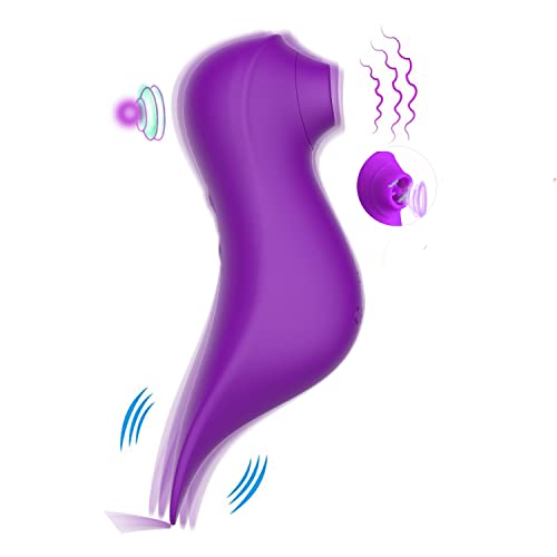 Masajeador Eléctrico de Silicona, Masajeador de Clítoris, Silencioso, 3 Modos de Succión y Lengua + 7 Modos de Vibración, Masajeador de Clítoris con Succión y Lengua para Mujeres