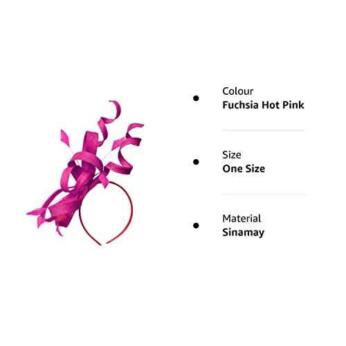 Caprilite Sinamay Headband Swirl Fascinator For Women Wedding Ascot Races (Fuchsia Hot Pink) - Image 2
