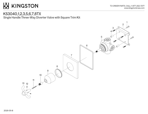 Vanne d'inversion à 3 voies Kingston Brass KS3045TX bronze huilé - 8