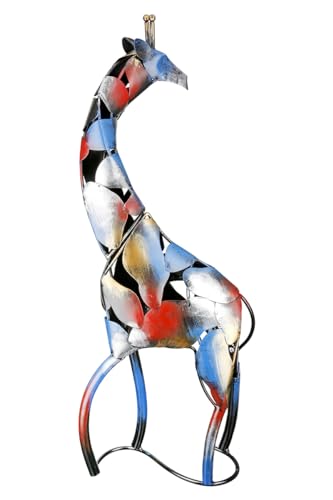 Gilde Grande Figurine décorative Girafe XL – Sculpture en métal fabriquée à la Main et Peinte à la Main – Décoration Cadeau – Multicolore Hauteur 64 cm