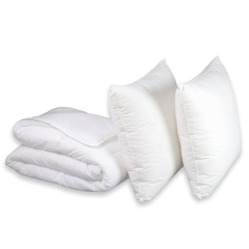 DODO I Pack Couette 4 Saison 140x200 + 1 Oreiller Medium 60x60 I pour Lit 1 Personne I 3-en-1 I Traités Anti-acarien I Protection Active I Fabriqué en France...